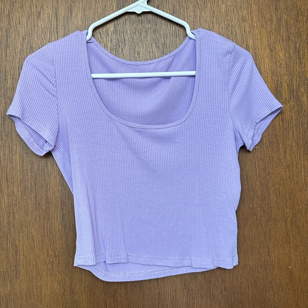 SHEIN Lilac Ribbed Crop Top